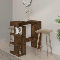 Berkfield Home Bar Table with Storage Rack Smoked Oak 100x50x101.5cm Engineered Wood in Brown | Size: 100x50x101.5 cm
