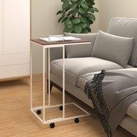Berkfield Home Side Table with Wheels White 40x30x63.5 cm Engineered Wood