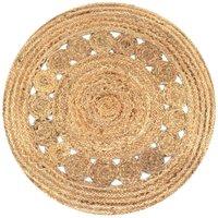 Berkfield Home Area Rug Braided Design Jute 90 cm Round in Beige | Size: 100 cm diameter