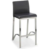 netfurniture Bartok Adjustable Brushed Chrome Bar Stool Cream Padded Seat