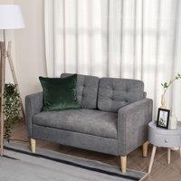 HOMCOM Modern 2 Seater Sofa with Storage Compact Loveseat Sofa for Living Room in Grey