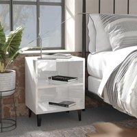 Berkfield Home Bed Cabinets with Metal Legs 2 pcs High Gloss White 40x30x50 cm | Size: 40 x 30 x 50 cm