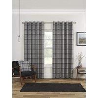 Sundour Carnoustie Checked Eyelet Blackout Curtains in Grey | Size: 229 cm width x 183 cm drop