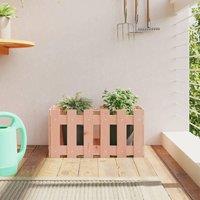Berkfield Home Garden Planter with Fence Design 60x30x30 cm Solid Wood Douglas in Brown | Size: 60 x 30 x 30 cm