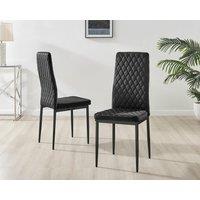 FurnitureboxUK Set of 6 Milan High Back Soft Touch Diamond Pattern Velvet Dining Chairs With Black Powder Coated Metal Legs
