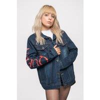 Queen Classic White Crest Denim Jacket in Blue | Size: Small
