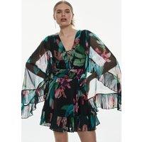 Drama Kimono Floral Woven Mini Dress