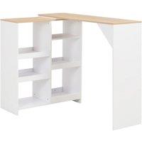 Bar Table with Moveable Shelf White 138x39x110 cm