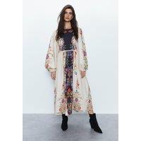 Border Paisley Print Cotton Sateen Midi Dress