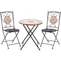 3-Piece Outdoor Bistro Set with Mosaic Round Table and 2 Chairs