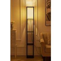 Floor Lamp Wood Standing with Storage Shelf