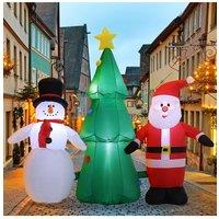 180cm Tall Christmas Inflatable Santa Claus Snowman Christmas Tree with Fan and LED Christmas Air Blown Decorations for Yard Lawn
