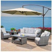 Outdoor Large 3M Cantilever Parasol with Cross and 4-Piece Base