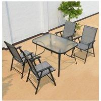 4-Person Black Square Outdoor Dining Table Chair Set