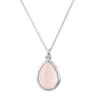 Pisa Mini Teardrop Necklace Silver Rose Quartz