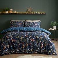 Catherine Lansfield 'Enchanted Twilight Animals' Reversible Duvet Cover Set in Navy | Size: King