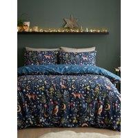 Catherine Lansfield 'Enchanted Twilight Animals' Reversible Duvet Cover Set in Navy | Size: Double