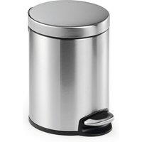 Durable Stainless Steel Pedal Bin 5L - Soft-Close Round Waste Bin - Silver | Size: 1 Pack