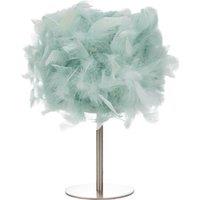Happy Homewares and Chic Real Feather Table Lamp with Satin Nickel Base & Switch in Blue