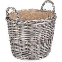 Red Hamper Wicker Antique Wash Finish Lined Log Baskets in Natural