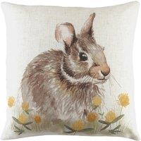 Evans Lichfield Woodland Hare Watercolour Hand-Painted Cushion in White | Size: 43 cm x 43 cm