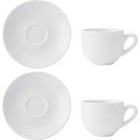 Mikasa Chalk Set of 2 Porcelain Espresso Cups & Saucers, 90ml, White