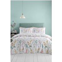 Catherine Lansfield 'Emilia Floral' Reversible Duvet Cover Set in White | Size: King