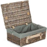 Red Hamper 35cm Antique Wash Split Willow Picnic Basket with Grey Lining