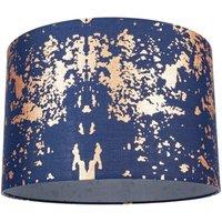 Happy Homewares Cotton Fabric Lamp Shade with Delicate Foil Decor for Table or Ceiling in Midnight | Size: 12 inches
