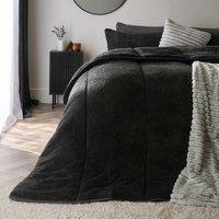 OHS Teddy Fleece 10.5 TOG Coverless Duvet with Pillowcase Bedding Set in Charcoal | Size: Single
