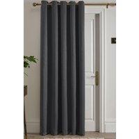 Fusion 'Strata' Dim out woven Eyelet Single Panel Door Curtain in Charcoal | Size: 168 cm width x 214 cm drop