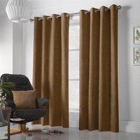 Luxury Living Velvet Chenille Ring Top Curtains in Tan | Size: 142 cm width x 137 cm drop