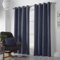 Luxury Living Velvet Chenille Ring Top Curtains in Navy | Size: 142 cm width x 137 cm drop