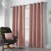 Luxury Living Velvet Chenille Ring Top Curtains in Pink | Size: 142 cm width x 137 cm drop