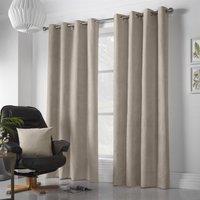 Luxury Living Velvet Chenille Ring Top Curtains in Taupe | Size: 142 cm width x 137 cm drop
