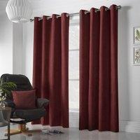 Luxury Living Velvet Chenille Ring Top Curtains in Red | Size: 142 cm width x 183 cm drop