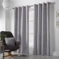 Luxury Living Velvet Chenille Ring Top Curtains in Silver | Size: 142 cm width x 137 cm drop