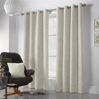 Luxury Living Velvet Chenille Ring Top Curtains in Cream | Size: 142 cm width x 137 cm drop