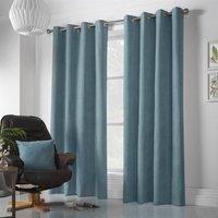 Luxury Living Velvet Chenille Ring Top Curtains in Teal | Size: 142 cm width x 229 cm drop