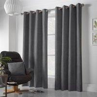 Luxury Living Velvet Chenille Ring Top Curtains in Grey | Size: 142 cm width x 137 cm drop