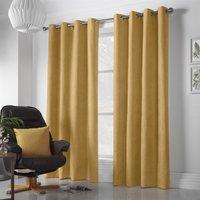 Luxury Living Velvet Chenille Ring Top Curtains in Yellow | Size: 142 cm width x 137 cm drop