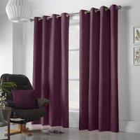 Luxury Living Velvet Chenille Ring Top Curtains in Aubergine | Size: 142 cm width x 183 cm drop