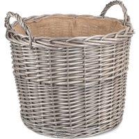 Red Hamper Wicker Antique Wash Finish Lined Log Baskets in Grey
