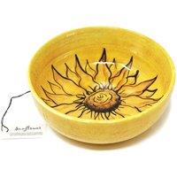 Verano Spanish Ceramics Sunflower Hand Painted Ceramic Yellow Kitchen Dining Round Bowl (Diam) 23cm
