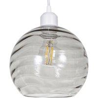 Happy Homewares Modern Designer Circular Ribbed Glass Non Electric Pendant Lamp Shade in Grey