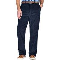 Chums Men's Cotton Corduroy Trousers with Hidden Extra Waistband in Navy | Size: 40S