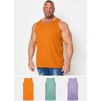 BadRhino Men's Mens 3 Pack Vests in Orange | Size: 4XL