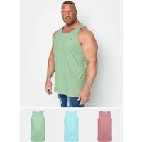 BadRhino Men's Mens 3 Pack Vests in Green | Size: 5-6XL