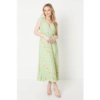 Occasion Floral Pleated Wrap Midaxi Dress
