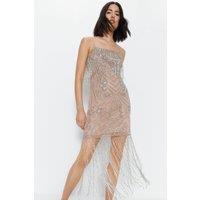 Strappy Fringe Premium Embellished Mini Dress